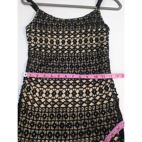 Ronen Chen Dress Lace Slip Designer Black 90s Y2K Sexy Nude Designer Size XS - Picture 12 of 14